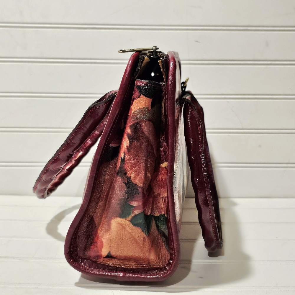 Patricia Nash Paris Leather Floral Crossbody Satchel - Picture 3 of 11